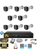 8 Kameralı 500GB HDD Güvenlik Kamera Seti 5MP 1080p Full HD Tam Renkli Gece Görüş DVR Kayıt Cihazlı Tak Çalıştır Sistem