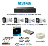 Neutron 2mp 4 kameralı Gece Renkli Sesli Dış ortam AHD Full Kamera Seti 2TB Disk NEU-AB120-28-CA