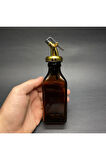 AMBER YAĞDANLIK - 100 ML CAM AMBER YASSI YAĞ ŞİŞE GOLD TIPALI