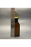 AMBER YAĞDANLIK - 100 ML CAM AMBER YASSI YAĞ ŞİŞE GOLD TIPALI