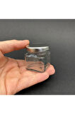 10 ADET 40 CC KARE KAVANOZ - 40 ML KÖŞELİ TİP CAM KAVANOZ - METAL KAPAKLI