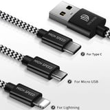 Northcity 3 in 1 Hızlı Şarj Kablo - Tip C, iPhone ve Mikro USB Uyumlu - 120cm