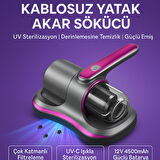 Kablosuz Yatak Akar Sökücü | UV-C Işık, HEPA Filtre, Güçlü Emiş, 4500mAh Batarya