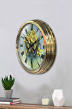 Hediyelik 40 Cm Gold Metal Kelebek Duvar Saati