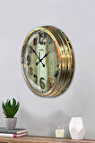 Hediyelik 40 Cm Gold Metal Eskitme Renkli Sayı Duvar Saati