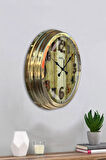 Hediyelik 40 Cm Gold Metal Eskitme Renkli Sayı Duvar Saati