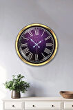Hediyelik 40 Cm Gold Metal Mor Duvar Saati
