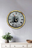 Hediyelik 40 Cm Gold Metal Music Duvar Saati