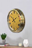 Hediyelik 40 Cm Gold Metal Sarı Duvar Saati