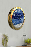 36 Cm Gold Metal Beach Time Duvar Saati