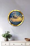 Hediyelik 36 Cm Gold Metal Balon Duvar Saati