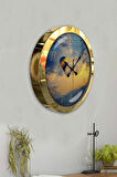 Hediyelik 36 Cm Gold Metal Balon Duvar Saati