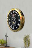 Hediyelik 36 Cm Gold Metal Cafe Duvar Saati