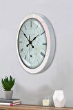 Hediyelik 36 Cm Beyaz Metal Roman Duvar Saati