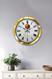 Hediyelik 36 Cm Gold Metal Portakal Duvar Saati