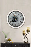 Hediyelik 36 Cm Beyaz Metal Music Duvar Saati