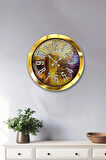 Hediyelik 36 Cm Gold Metal Modern Duvar Saati