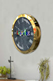 Hediyelik 36 Cm Gold Metal Ingilizce Duvar Saati