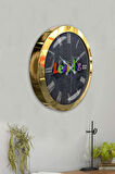 Hediyelik 36 Cm Gold Metal Ingilizce Duvar Saati