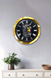 Hediyelik 36 Cm Gold Metal Içecek Duvar Saati