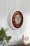 Hediyelik 40 Cm Beyaz Metal Boston Duvar Saati