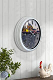 Hediyelik 40 Cm Beyaz Metal Home Duvar Saati