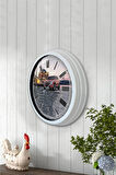 Hediyelik 40 Cm Beyaz Metal Home Duvar Saati
