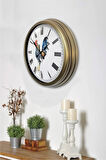 Hediyelik 40 Cm Eskitme Metal Horoz Duvar Saati