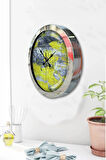 Hediyelik 36 Cm Krom Metal Yellow Duvar Saati