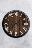 40 Cm Siyah Metal Wood Duvar Saati