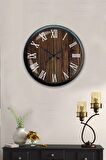 40 Cm Siyah Metal Wood Duvar Saati