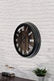 40 Cm Siyah Metal Wood Duvar Saati