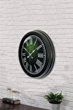 40 Cm Siyah Metal Yeşil Duvar Saati