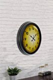 40 Cm Siyah Metal Yellow Duvar Saati