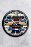 40 Cm Siyah Metal Wood Duvar Saati