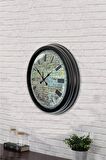 40 Cm Siyah Metal Vintage Duvar Saati