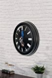 40 Cm Siyah Metal Tüy Duvar Saati