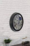 40 Cm Siyah Metal Taş Yapı Duvar Saati