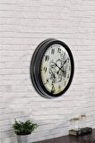 40 Cm Siyah Metal Tarihi Duvar Saati