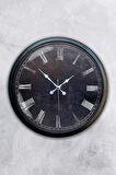 40 Cm Siyah Metal Siyah Duvar Saati