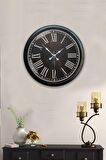 40 Cm Siyah Metal Siyah Duvar Saati