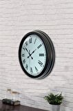 40 Cm Siyah Metal Romen Sayılı Duvar Saati