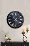 40 Cm Siyah Metal Roma Mermer Desenli Duvar Saati