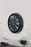 40 Cm Siyah Metal Roma Mermer Desenli Duvar Saati