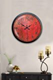 40 Cm Siyah Metal Retro Red Duvar Saati