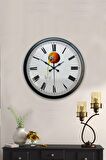 40 Cm Siyah Metal Portakal Duvar Saati