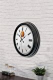 40 Cm Siyah Metal Portakal Duvar Saati