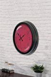 40 Cm Siyah Metal Pembe Duvar Saati