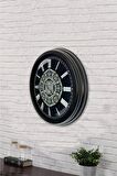40 Cm Siyah Metal Osmanlı Desen Duvar Saati
