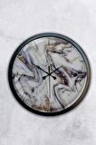 40 Cm Siyah Metal Mermer Desenli Duvar Saati